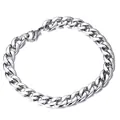 Gepolijste zilveren roestvrijstalen Cubaanse schakelarmband met een stevige karabijnsluiting - Armband / 6 (18)