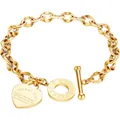 Poliertes goldenes Herzarmband mit Knebelverschluss und Proverbs 4:23 Gravur - 18K-Gold