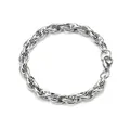 Bracelet en acier inoxydable pour homme avec maille tressée et fermoir mousqueton robuste - 17cm / Argent