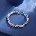 Bracelet Mobius en acier titane argenté avec maillons tressés et fermoir mousqueton - 17cm / Fermoir Mousqueton Simple
