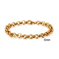 Detailansicht eines 6mm vergoldeten Rolo-Kettenarmbands mit sicherem Karabinerverschluss - Dünne Version / Kurzer Stil / Gold