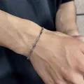 Minimalistisches gedrehtes Kettenglied-Armband aus Edelstahl für Damen Herren - 17cm / Stahlfarben