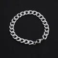 Polished silver stainless steel cuban curb chain bracelet for men with lobster clasp - G26 Pure Chain (No Engraving)
