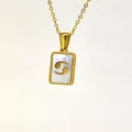 Gold plated zodiac necklace with Cancer symbol and white shell inlay pendant - Cancer