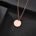 Minimalist round pendant necklace in rose gold finish with polished steel surface - Small Round Disc / Standard Length / Rose Gold