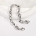 Herren Hip-Hop Edelstahl-Gliederkette Armband mit spiralförmigen rechteckigen Ring-Details - 21cm / Silber