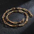 Minimalistische goldene Büroklammer-Halskette mit poliertem Finish und Karabiner - Halskette-ai-Kurz / 18K-Gold