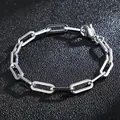 Elegantes silbernes Büroklammer-Kettenarmband aus Edelstahl mit stabilem Karabiner - Stahlfarben
