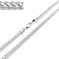 Men's silver Franco square woven chain necklace in durable stainless steel with lobster clasp - 50cm / Japanese Buckle / Steel