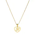 18K gold plated heart necklace with white shell inlay and letter N pendant - Heart Letter N