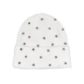 Berretto in maglia bianca con strass scintillanti per calore invernale e stile - Taglia unica / Bianco
