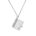 Silver book-shaped heart locket pendant necklace in stainless steel with spiral design - Steel