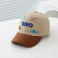 Παιδικό καπέλο μπέιζμπολ με κέντημα DINO και πολύχρωμα σχέδια δεινοσαύρων - Περιφέρεια 50-54CM / Μπεζ