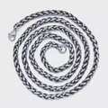 3mm silberne Vintage-Edelstahl-Weizenkette Halskette mit Karabinerverschluss - 45cm / Antiksilber