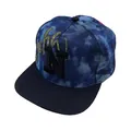 Λεπτομέρεια καπέλου snapback με πλέγμα tie-dye και κεντημένο επίθεμα με το γράμμα N - Ρυθμιζόμενο / Μπλε