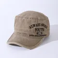 Vintage gewaschene Military-Cap aus Baumwolle mit Youth-Stickerei in Khaki für Outdoor - Verstellbar / Khaki