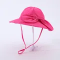 Quick-dry rose red kids sun hat with oversized bow and adjustable windproof strap - Kids Adjustable / Rose Red