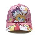 Roze honkbalpet voor kinderen met cartoon katten en een bedrukte gebogen klep - Verstelbaar / Roze