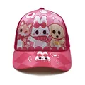 Roze kinderpet met schattige vos, konijn en hond prints voor zomerse zonbescherming buiten - Verstelbaar / Rozerood