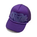 Deep purple trucker hat with graffiti print and breathable mesh back panel - Purple
