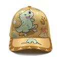 Casquette de baseball jaune enfant avec motif dinosaure sur skateboard et bord plat - Réglable / Jaune
