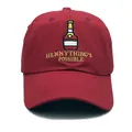 Dark red baseball cap with wine bottle embroidery and Hennything's Possible text - Adjustable / Burgundy