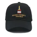 Black cotton baseball cap featuring Hennything's Possible wine bottle embroidery - Adjustable / Black