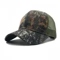Casquette de baseball camouflage tactique avec maille verte respirante et visière courbée - Réglable / Camouflage 2