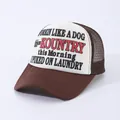 Brown and white trucker hat with mesh back and Workin Like A Dog Kountry print - Brown
