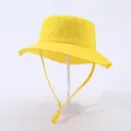 Adjustable kids sun hat in bright yellow with wide brim and matching chin strap - Head Circumference 52cm (2-6 Years) / Yellow