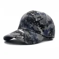 Casquette de baseball camouflage numérique bleu et gris avec visière courbée de sport d'été - Réglable / Bleu marine