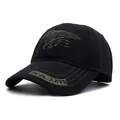 Taktische schwarze Baseballkappe mit Navy SEAL Stickerei und militärischem Camouflage - Verstellbar / Schwarz