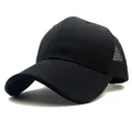Cappellino da baseball nero traspirante in rete con visiera curva per il sole all'aperto - Regolabile / Nero