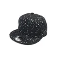 Black snapback hat with white paint splatter texture and silver sport cap sticker - 50-54cm / Black