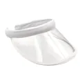 Detailed shot of white fabric headband and transparent PVC visor on sun hat - Adjustable / White
