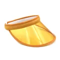 Summer yellow transparent PVC sun visor hat with orange fabric trim and open top - Adjustable / Yellow