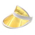 Detailansicht eines gelben transparenten PVC-Sonnenschirms mit weißem Stoffrand - Verstellbar / Gelb