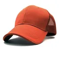 Ademende oranje mesh baseballpet met gebogen rand en stevig voorpaneel voor de zomer - Verstelbaar / Oranje (1)