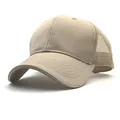 Khaki outdoor mesh baseballpet met canvas voorkant en ademende trucker stijl - Verstelbaar / Beige