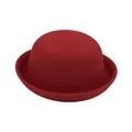 Classic red wool felt bowler hat for children featuring a stylish rolled brim design - Kids / Red