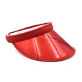Translucent red PVC sun visor hat with fabric trim for outdoor UV protection - Adjustable / Red