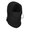 Pasamontañas de invierno en forro polar negro con cordón ajustable para calidez cortavientos - Negro