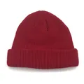 Unisex deep red ribbed knit beanie hat with cuff for winter warmth and casual style - Burgundy / One Size