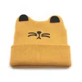 Berretto in maglia gialla per neonati con graziose orecchie di gatto nere - Taglia unica / Giallo