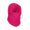Detalle del pasamontañas de forro polar rosa con cordones ajustables para invierno - Rosa rojo