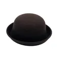 Classic dark brown wool bowler hat for kids with a stylish upturned brim finish - Kids / Coffee
