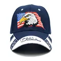 Navy blue baseball cap with eagle American flag embroidery and USA 3D letters - Adjustable / Navy Blue