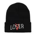 Berretto in maglia nera con ricamo creativo Loser Lover per uomo e donna alla moda - Nero