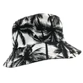 Reversible bucket hat featuring vintage black and white tropical coconut tree prints - M(56-58cm) / White