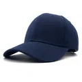 Klassische marineblaue Baumwoll-Baseballkappe mit gebogenem Schirm im 6-Panel-Design - Marineblau